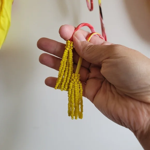 Farm Rio, Sweet Jungle Lime Crop‎ Top, Lime Yellow/Red/Pink, Size XS - Picture 11 of 16